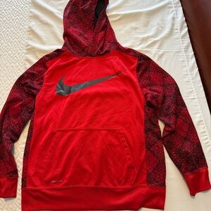 Nike Men's Red and Black Hoodie Sweatshirt